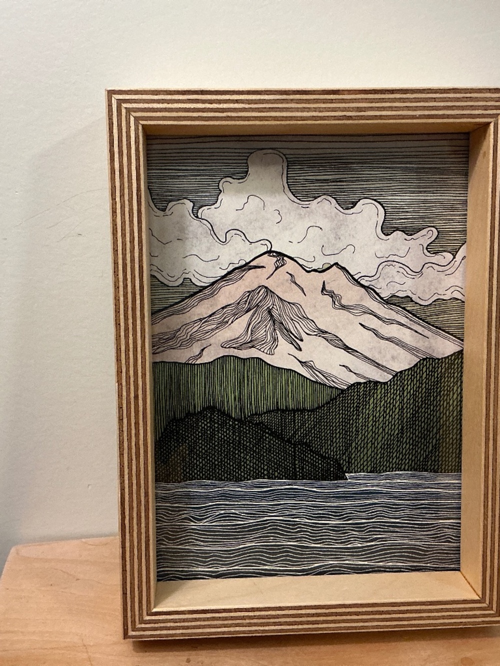 Custom framed Mt Baker Print by Red Umbrella Design